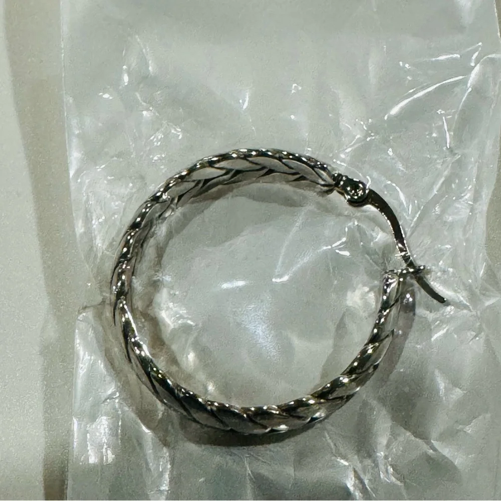 Ramla Silver Tone Braided Hoop Earrings NWOT